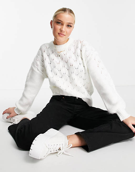 Jumpers & Cardigans Pimkie soft touch cable knit jumper in cream 