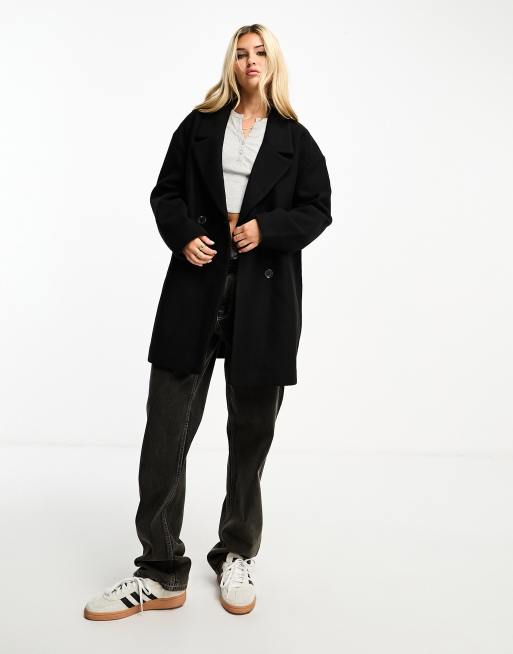 Pimkie - Sort oversized frakke i uldblanding, 4 af 4