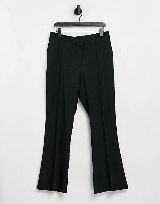 Pimkie stepped waistband flare trouser in black