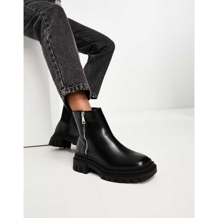 Pimkie Stivali bassi neri in pelle sintetica con zip ASOS