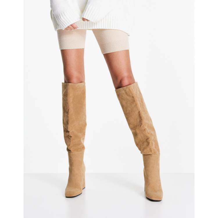 Pimkie Stivali cuissard extra larghi in camoscio sintetico colore beige