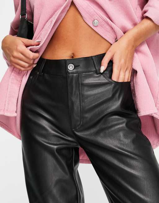 Pimkie straight leg faux leather trousers in black, 3 of 4