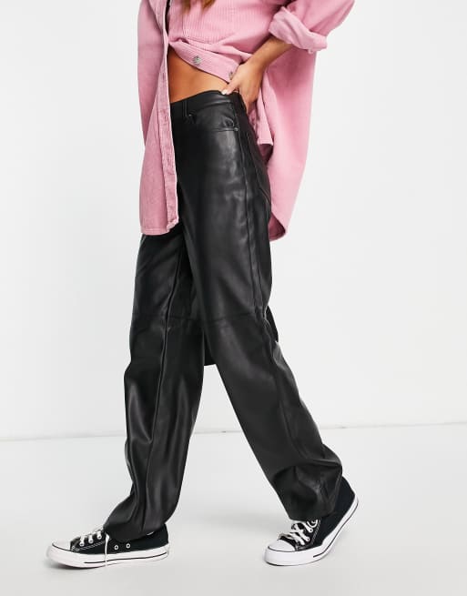 Pimkie straight leg faux leather trousers in black, 4 of 4