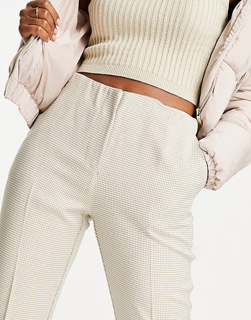  Pimkie straight leg tailored light based check trousers co-ord in beige 
