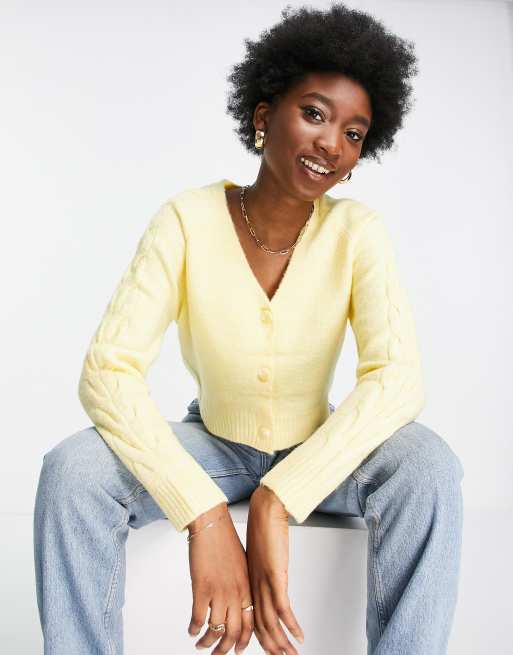 Pimkie - Strikket cardigan i citrongul