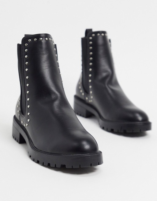 Pimkie stud detail chunky chelsea boots in black