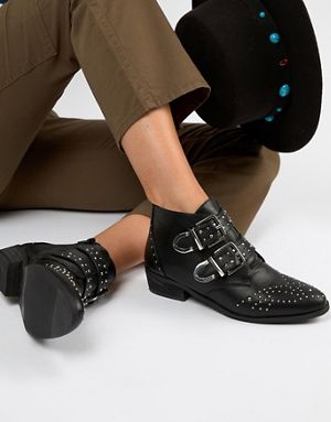 Pimkie Studded Buckle Ankle Boots
