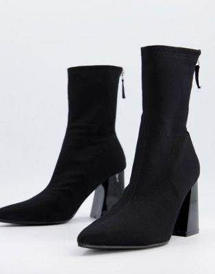 Pimkie suede point toe heeled ankle boots in black - ASOS Price Checker