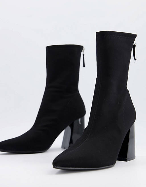Pimkie suede point toe heeled ankle boots in black | ASOS