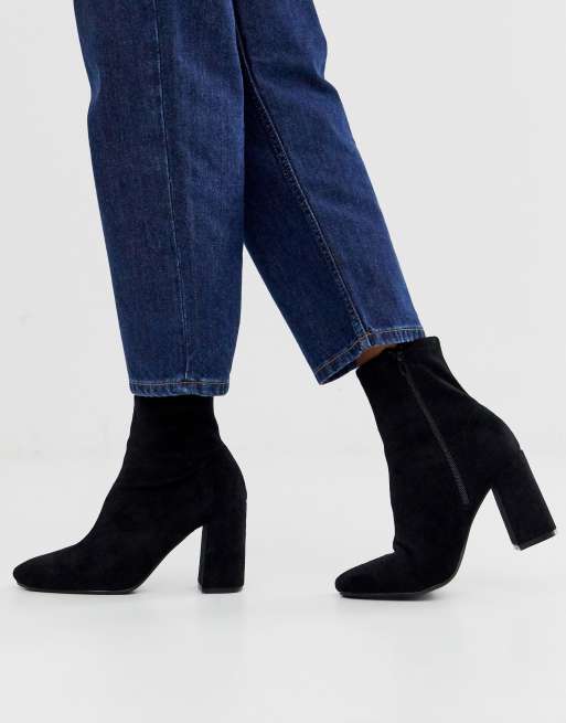 Pimkie suedette high ankle boot in black | ASOS