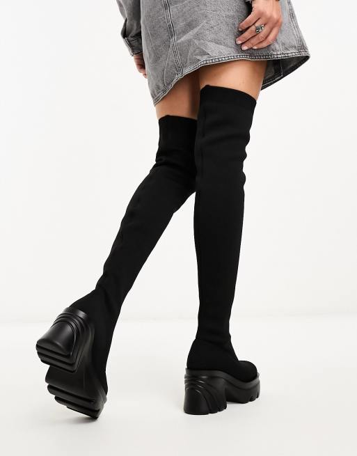 Pimkie – Svarta lårhöga boots med platå, 4 av 4