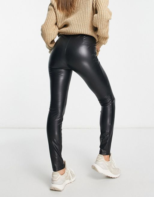 Pimkie – Svarta leggings i läderimitation med hög midja