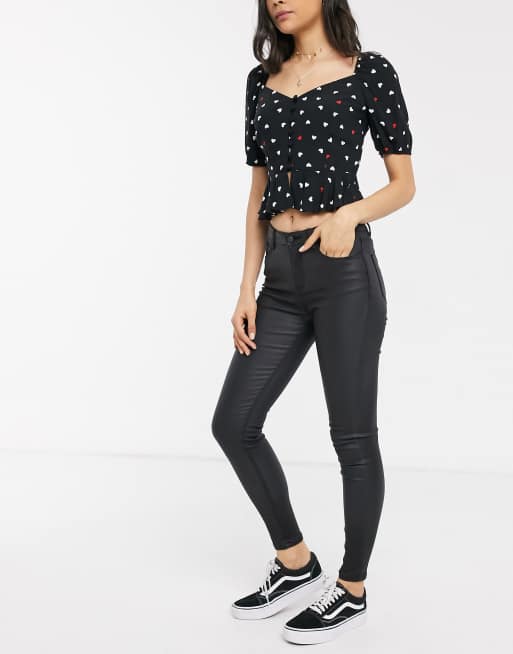 Pimkie – Svarta skinny jeans med beläggning