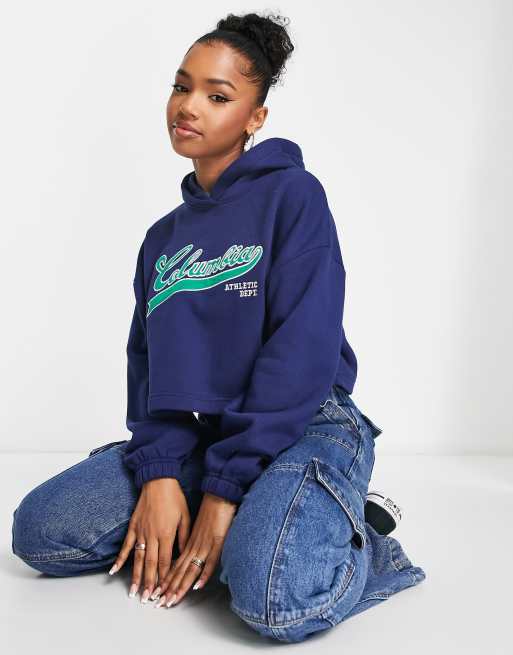 Pimkie Sweat capuche court style universitaire Bleu marine