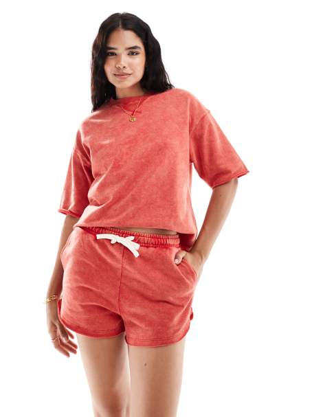 Pimkie – Sweat-Shorts in roter Waschung mit Tunnelzug, Kombiteil - view 1
