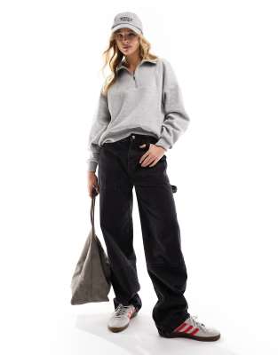 Pimkie – Sweatshirt in Grau mit kurzem Reißverschluss