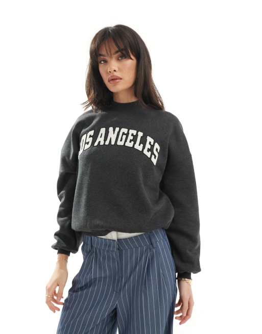 Pimkie - Sweatshirt met LA-applicatie in donkergrijs
