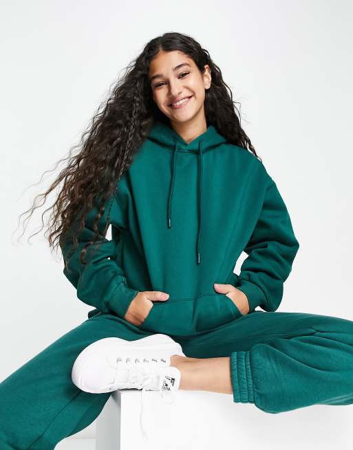 Pimkie – Szmaragdowozielona bluza oversize z kapturem