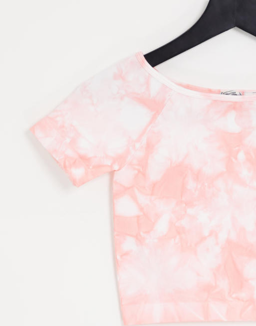 Pimkie - T-shirt arancione mélange a maniche corte con scollo Bardot, 4 di 4