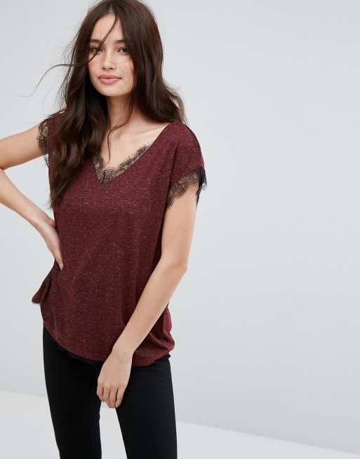 Pimkie - T-shirt con bordi in pizzo