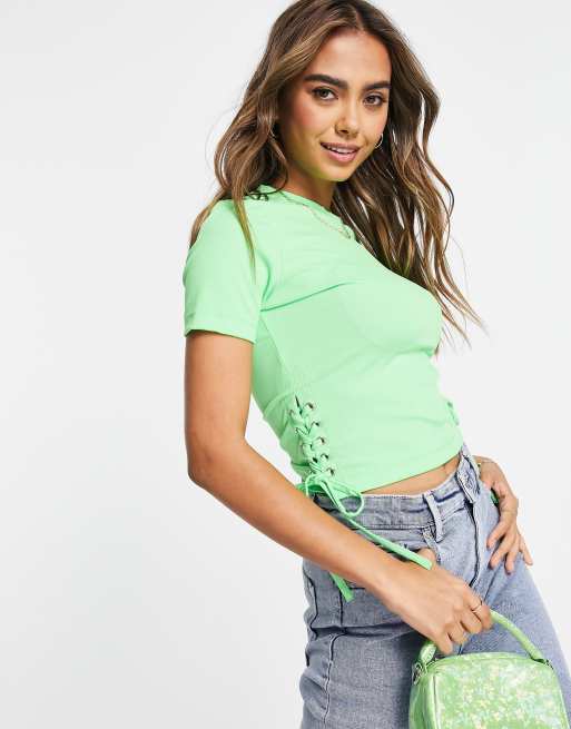 Pimkie T shirt crop top nou sur le c t Vert