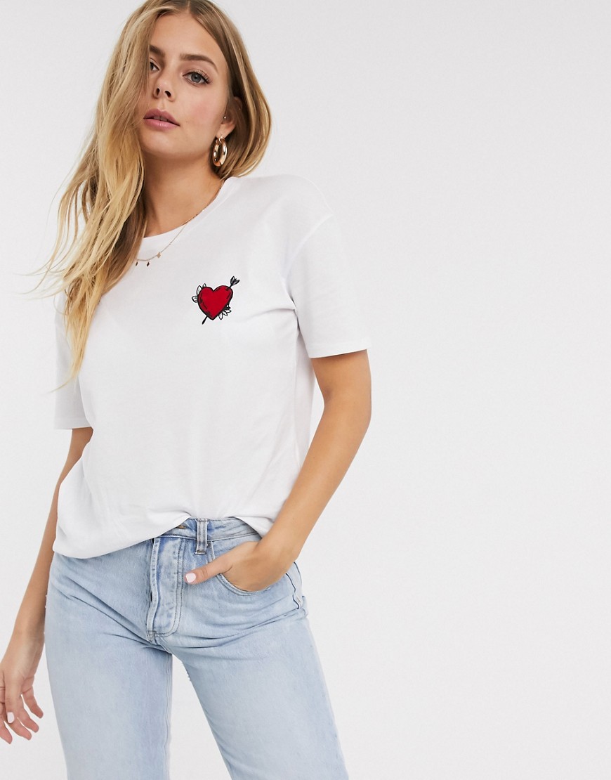 Pimkie - T-shirt met hartjesdetail in wit