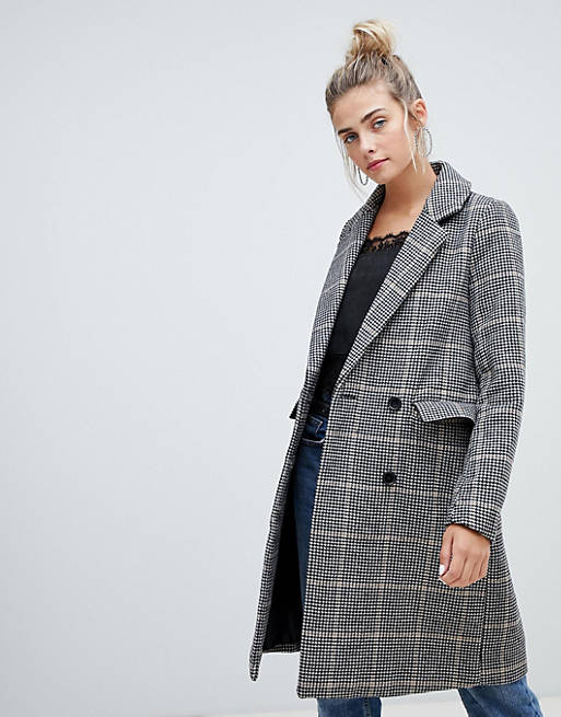 Pimkie tailored check long coat | ASOS