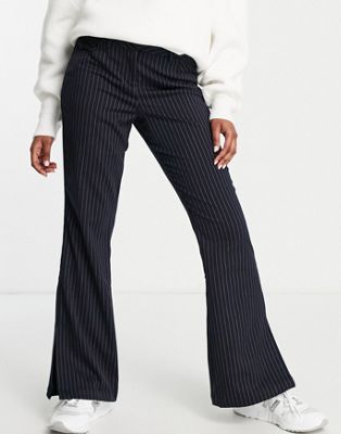 Pimkie tailored co-ord flare trousers in pinstripe navy