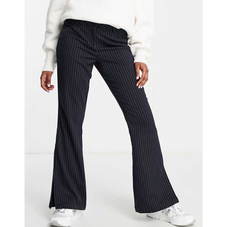 Bardot, Halifax Pinstripe Flare Pant in Navy Pinstripe