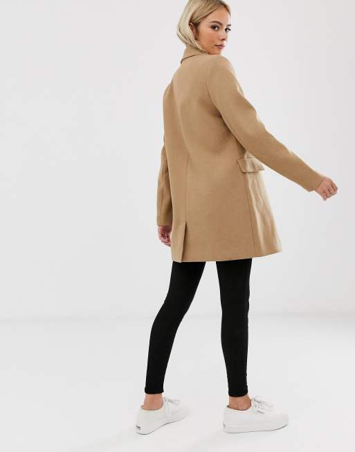 Pimkie single breasted tailored coat in beige