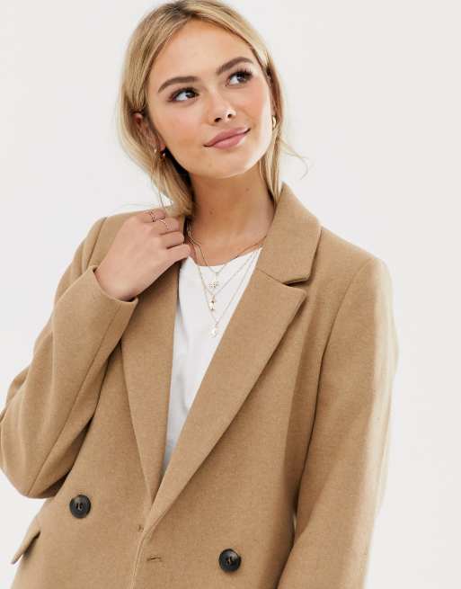 Pimkie single breasted tailored coat in beige