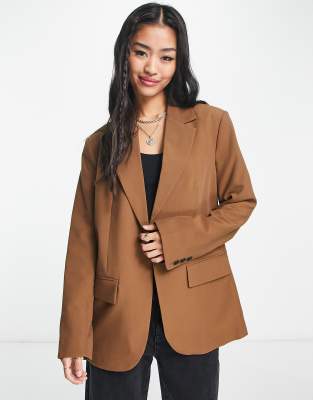 Pimkie tailored oversized blazer co-ord in brown