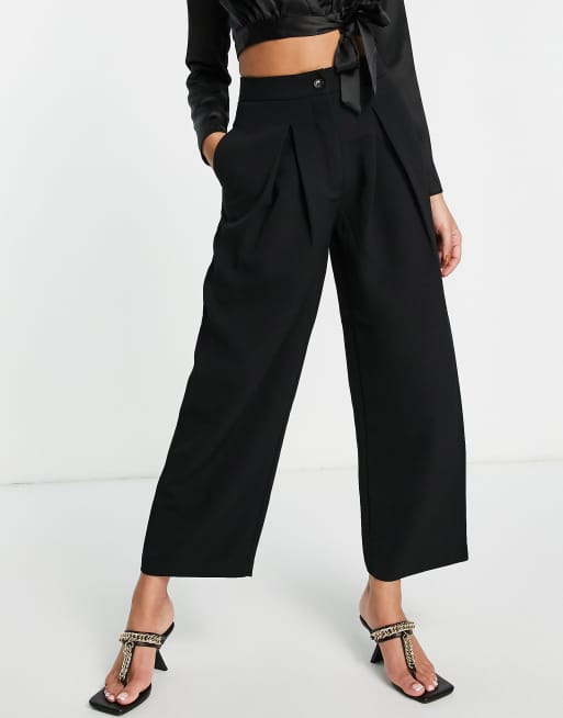 Pimkie tailored pleat detail pants in black (part of a set)