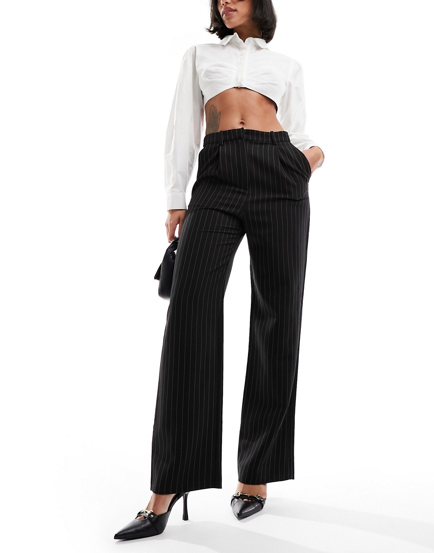 Pimkie tailored straight leg trousers in black stripe