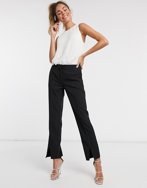 Pimkie tailored trousers with split front in black