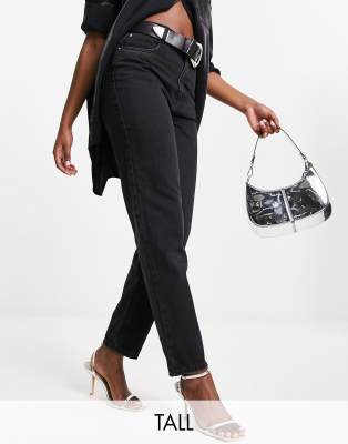 Pimkie Tall high waist mom jeans in black