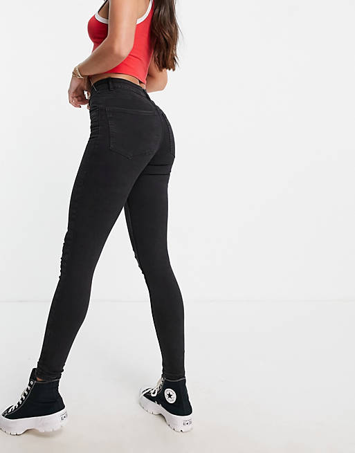 Women Pimkie Tall recycled high waist skinny jeans in black 