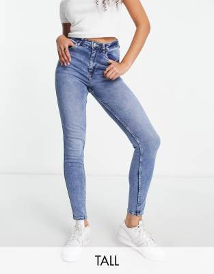 Pimkie Tall - Skinny-Jeans in Mittelblau mit hohem Bund-Neutral