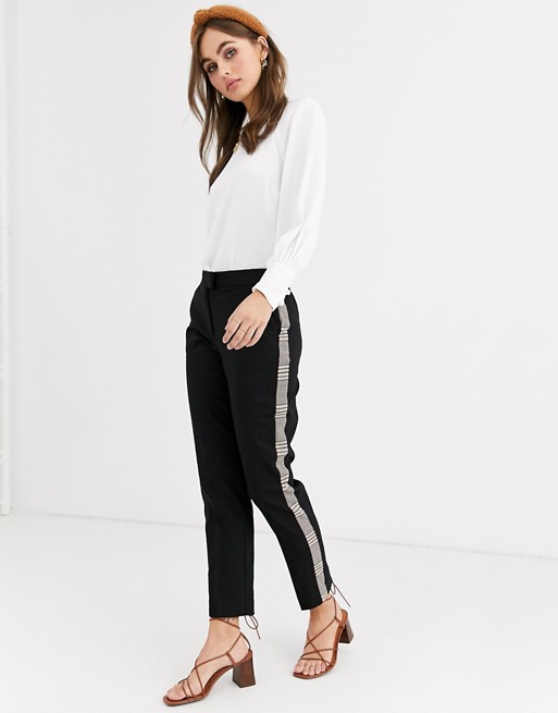 Pimkie tapered trouser with side check in black
