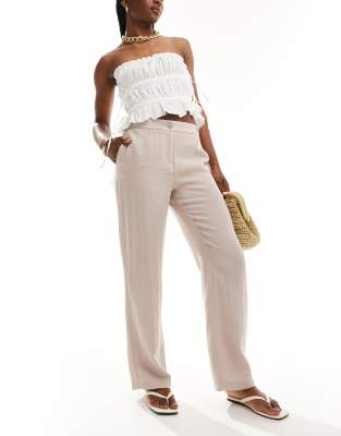 Pimkie textured wide leg pants in beige