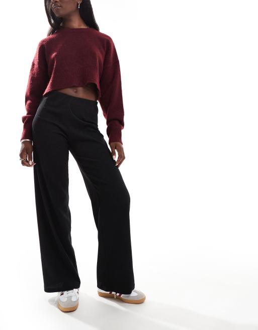 Pimkie textured wide leg pants in black