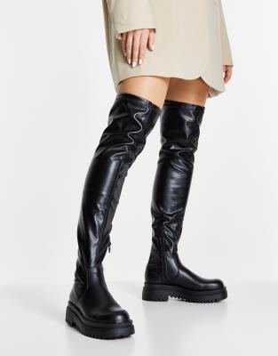 over the knee suede boots block heel