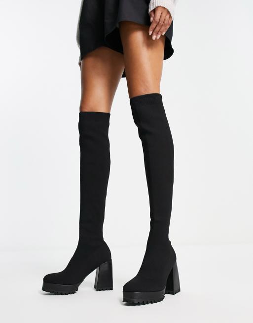 Grey flat thigh high on sale boots