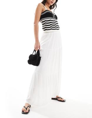 Pimkie tiered maxi skirt in white | ASOS