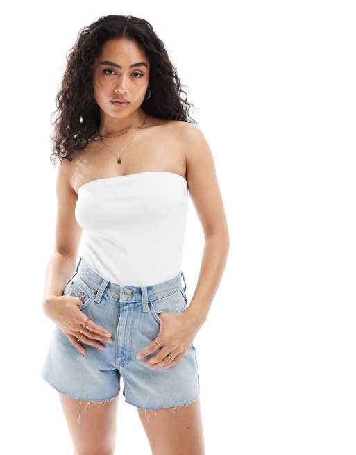 Pimkie - Top a fascia bianco a coste