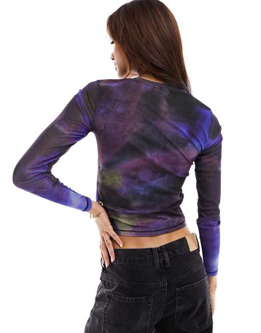 Pimkie - Top à manches longues en tulle effet dégradé - Violet, 4 de 4