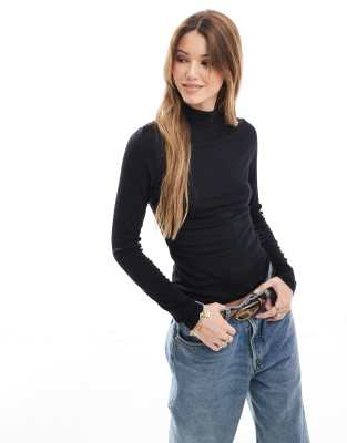 Pimkie - Top en maille côtelée à col roulé - Noir
