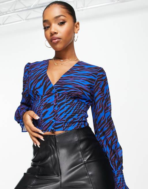 Pimkie - Top met lange mouwen en zebraprint in paars