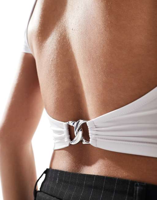 Pimkie Top près du corps avec dos ouvert avec fermoir Blanc ASOS