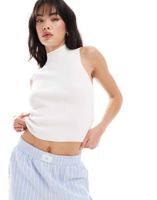 Pimkie - Top senza maniche in maglia bianco